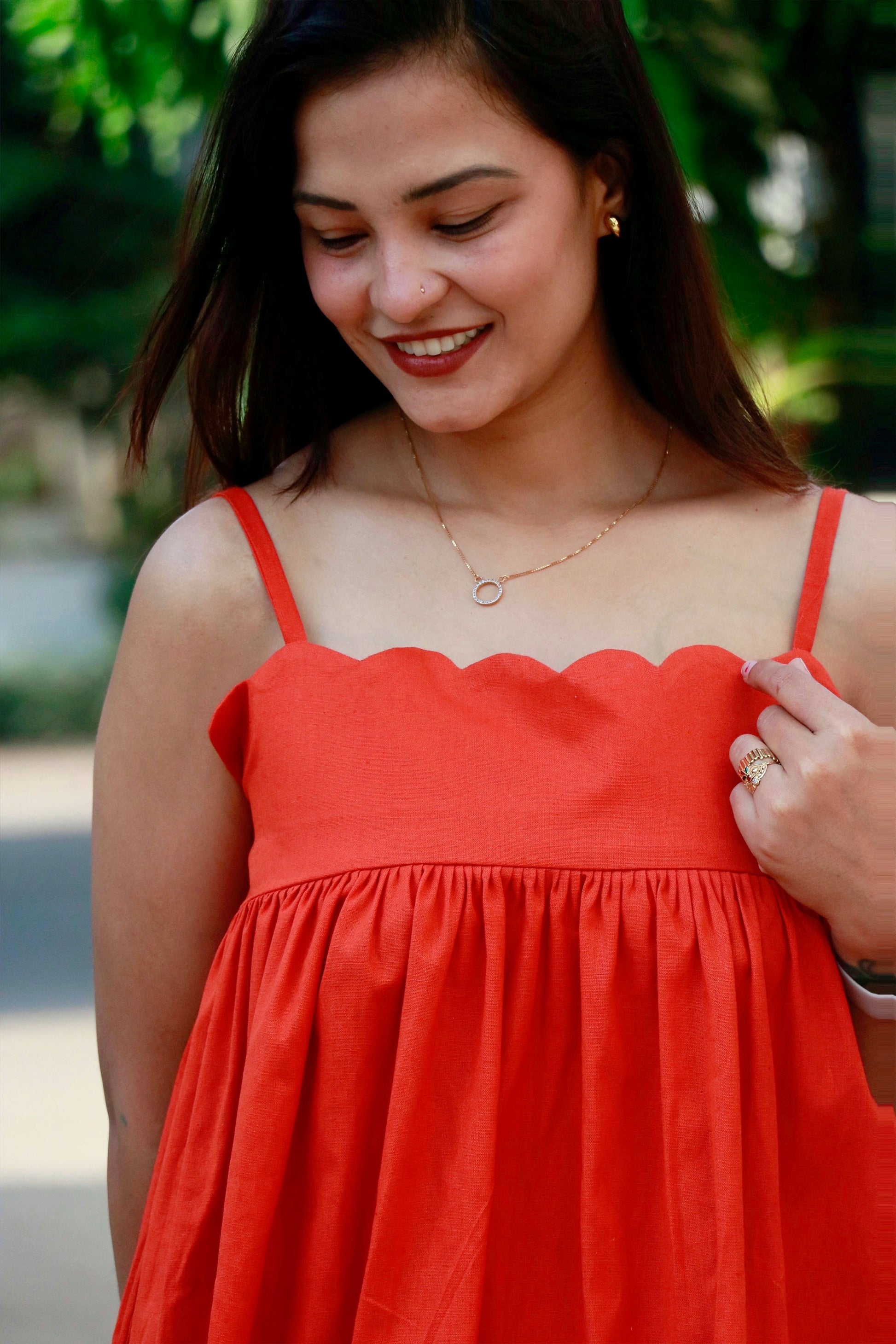 DHUN ORANGE COTTON LONG DRESS - StudioAnaykaa