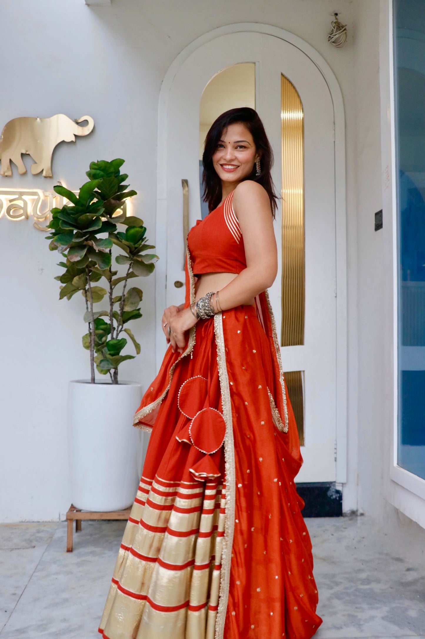 RIVYA RUST ORANGE NAVARATRI SPECIAL CHANIYA CHOLI - StudioAnaykaa