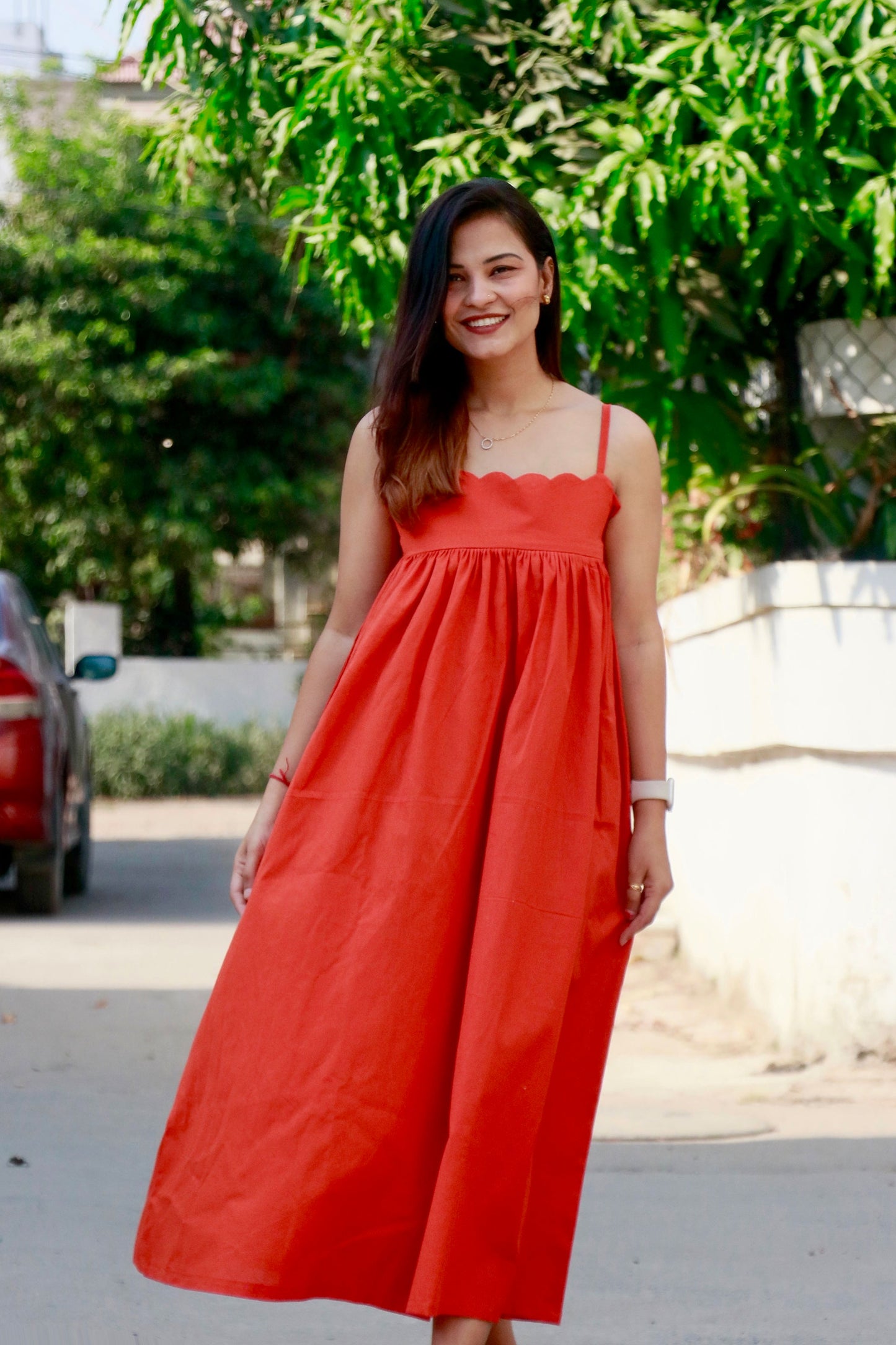 DHUN ORANGE COTTON LONG DRESS - StudioAnaykaa