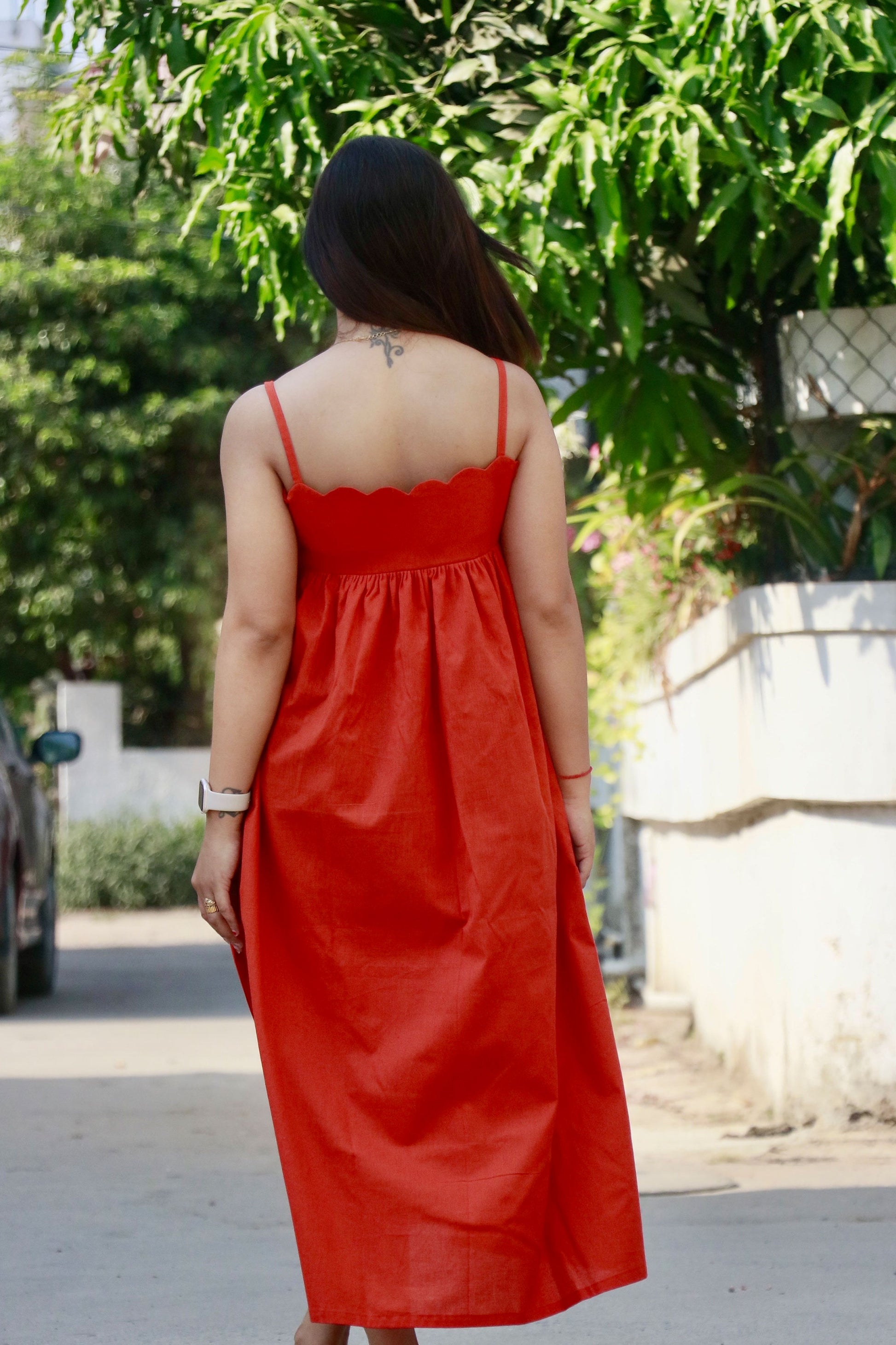 DHUN ORANGE COTTON LONG DRESS - StudioAnaykaa