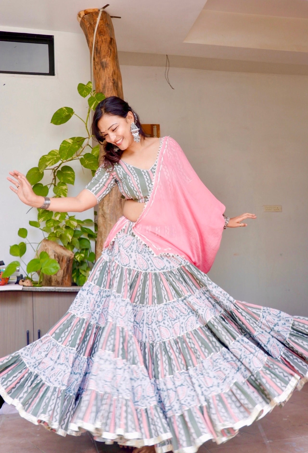 TRIPTI COTTON HAND BLOCK NAVARATRI SPECIAL CHANIYA CHOLI - StudioAnaykaa
