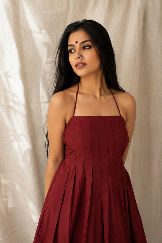 SAISHA WINE COTTON KURTA SET