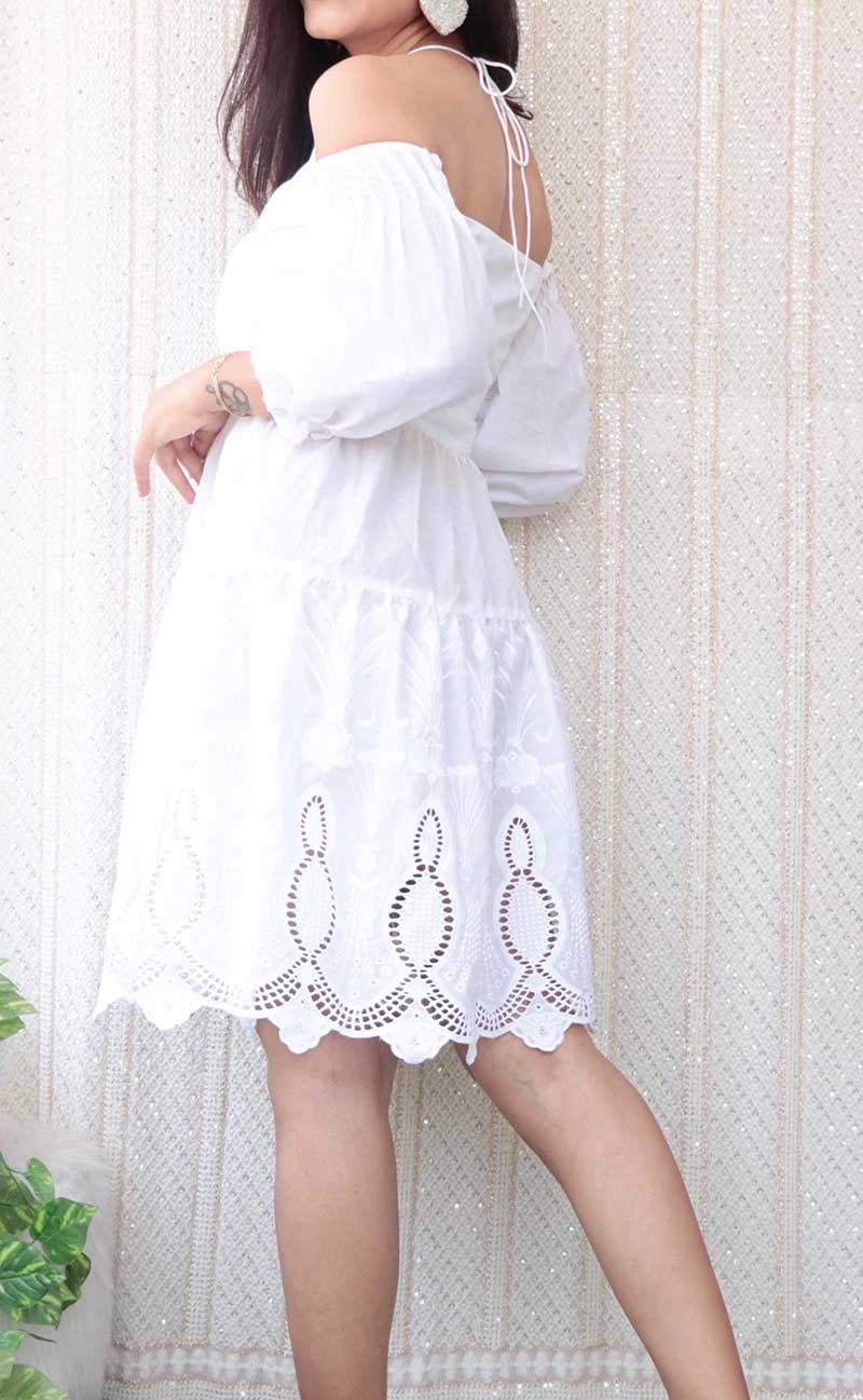 PEARL WHITE SHORT DRESS - StudioAnaykaa