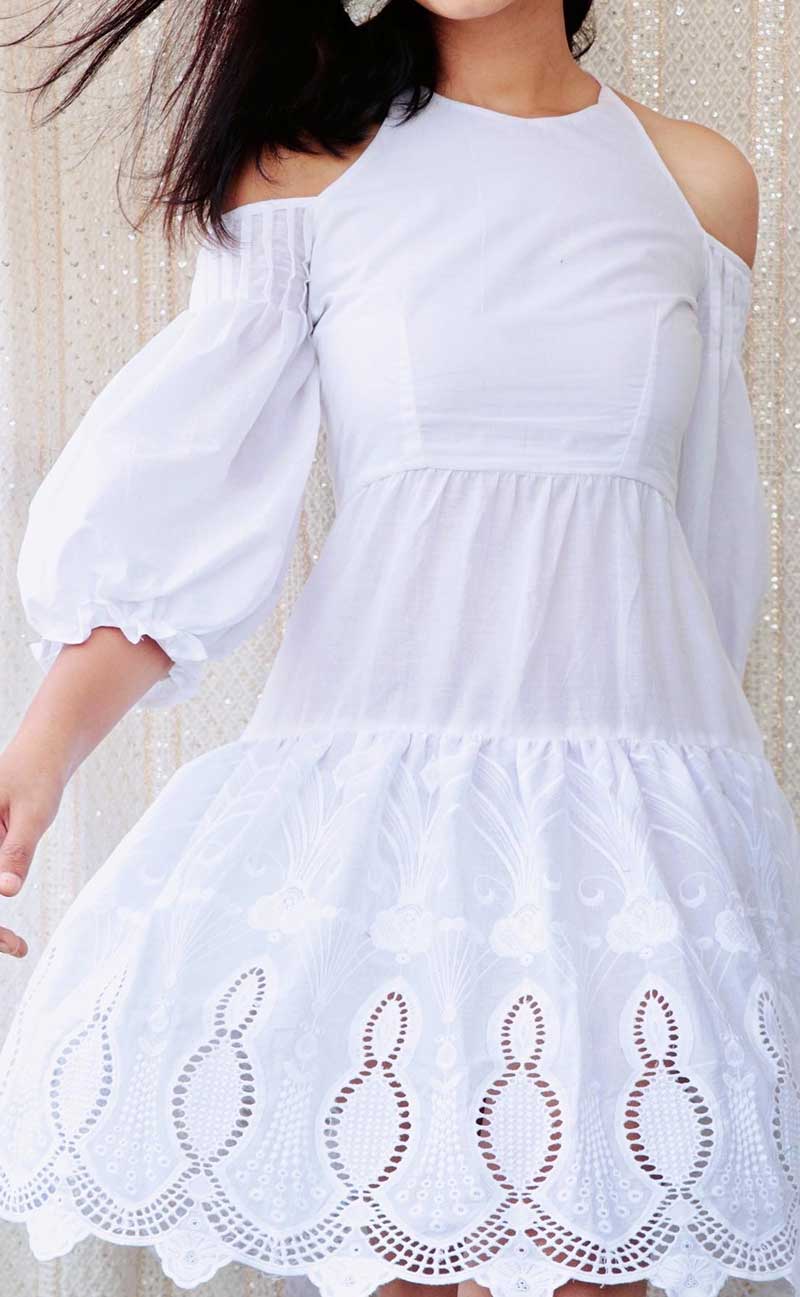 PEARL WHITE SHORT DRESS - StudioAnaykaa