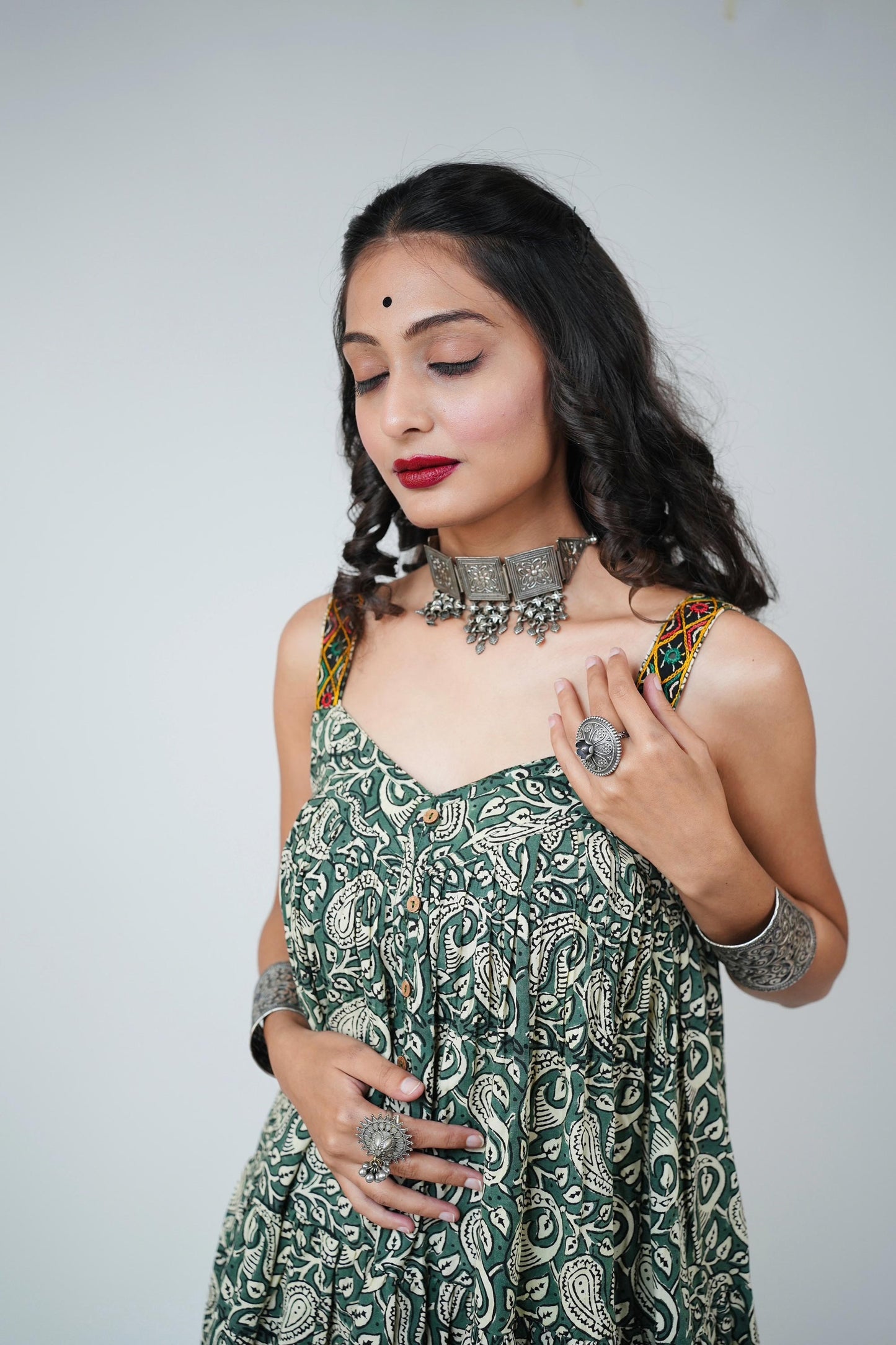 PRAKRITI KUTCHI HANDWORK LAYERED KURTA SET - StudioAnaykaa