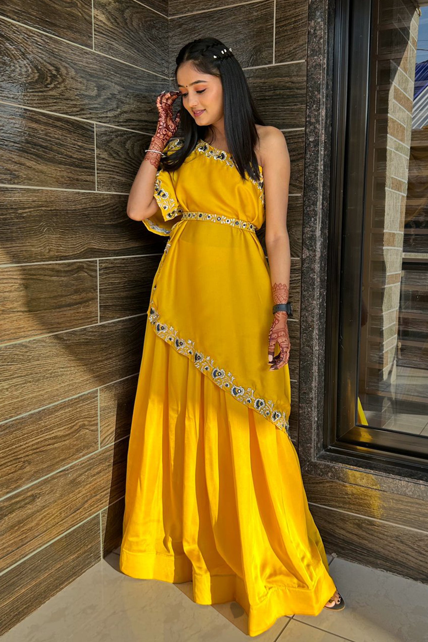 KESAR YELLOW INDO WESTERN - StudioAnaykaa
