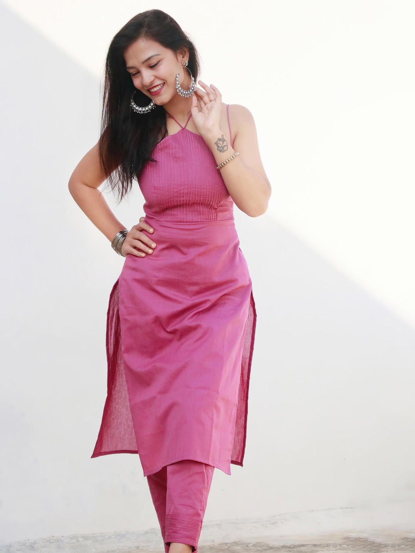 ANAYA LILAC COTTON KURTA SET - StudioAnaykaa