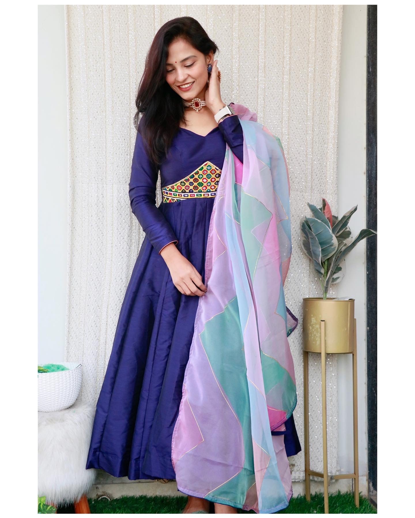 NUPUR BLUE KUTCHI HAND WORK SUIT SET - StudioAnaykaa