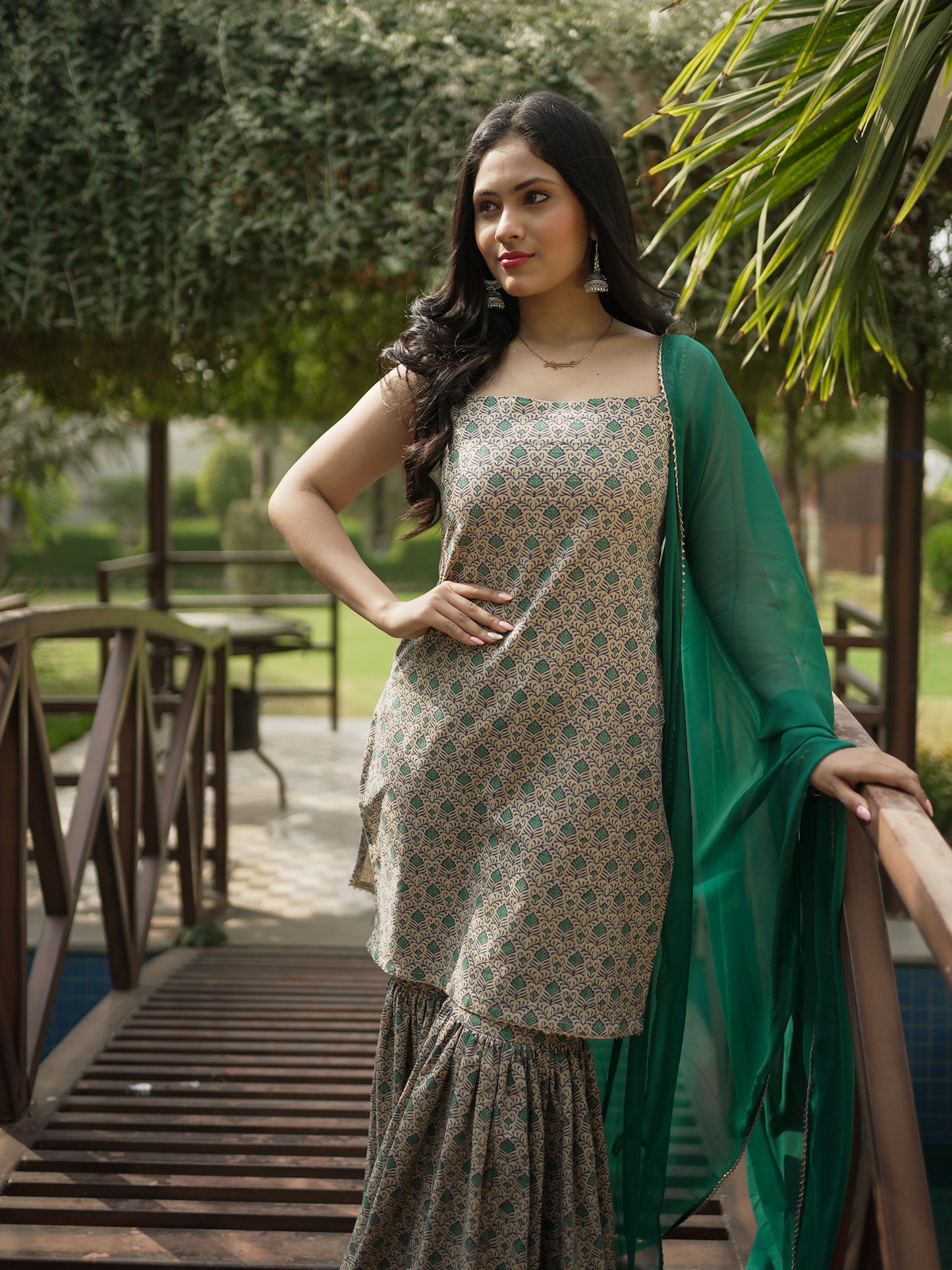 MRUDA HANDBLOCK COTTON SHARARA SET - StudioAnaykaa