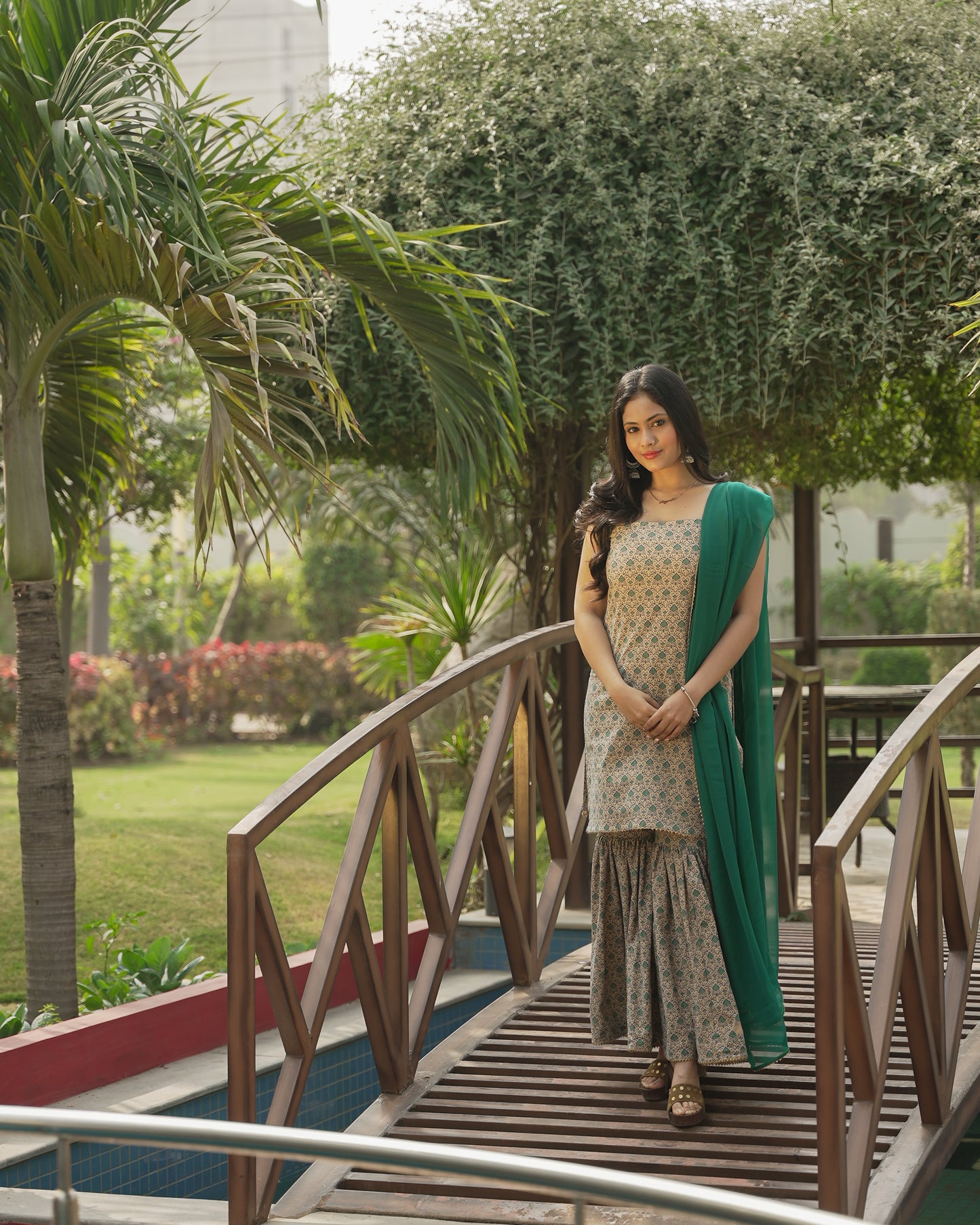MRUDA HANDBLOCK COTTON SHARARA SET - StudioAnaykaa