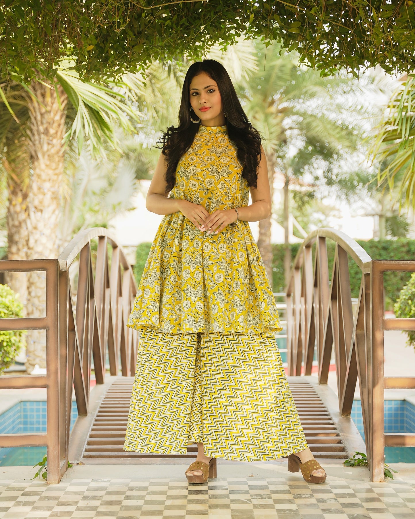 SUNSHINE HANDBLOCK COTTON KURTA SET - StudioAnaykaa