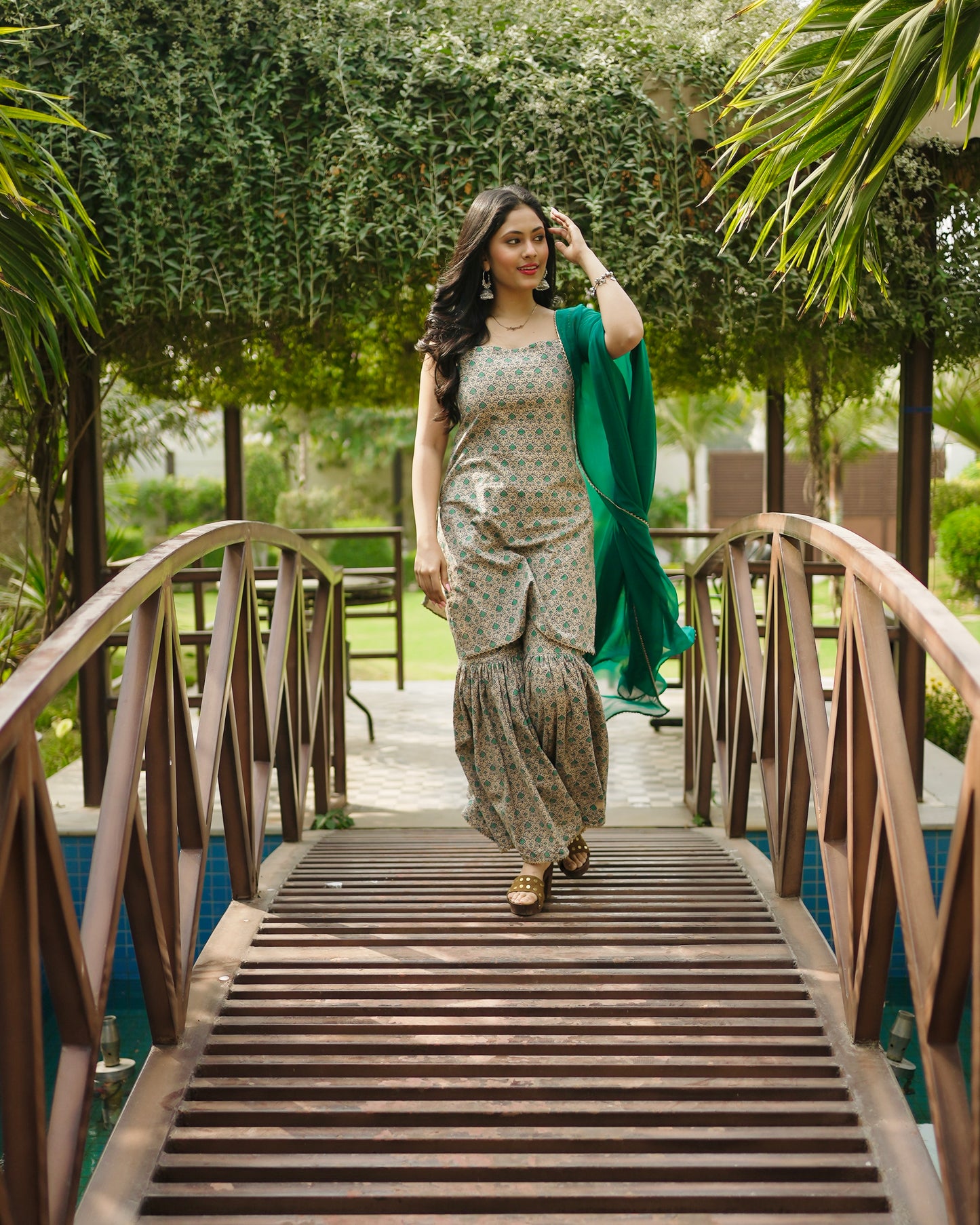 MRUDA HANDBLOCK COTTON SHARARA SET - StudioAnaykaa