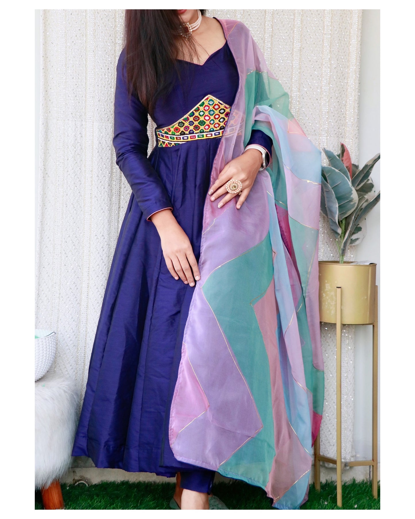 NUPUR BLUE KUTCHI HAND WORK SUIT SET - StudioAnaykaa
