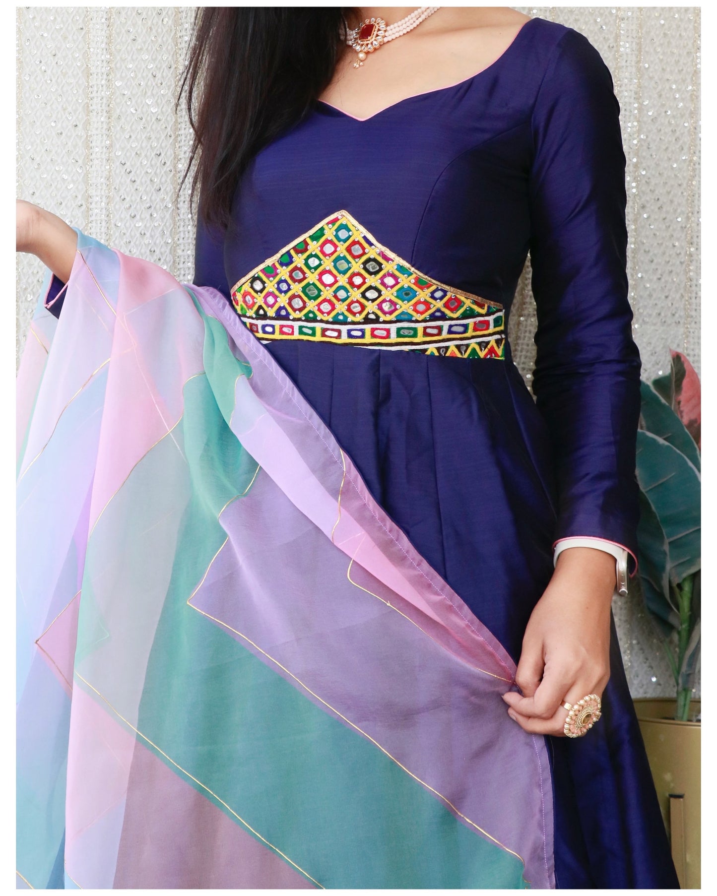 NUPUR BLUE KUTCHI HAND WORK SUIT SET - StudioAnaykaa