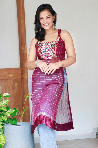 TANI GEORGETTE KUTCHI HANDWORK KURTA - StudioAnaykaa