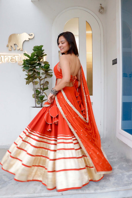 RIVYA RUST ORANGE NAVARATRI SPECIAL CHANIYA CHOLI - StudioAnaykaa