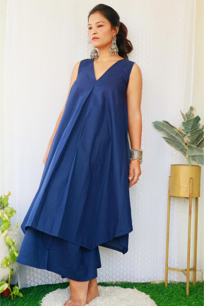 ARSHI BLUE COTTON KURTA SET - StudioAnaykaa