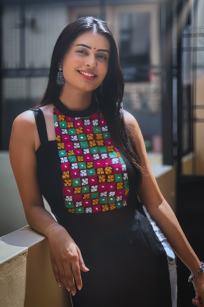 SEAMY BLACK KUTCHI HANDWORK KURTA - StudioAnaykaa