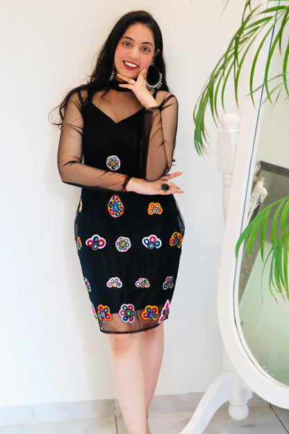 AVYA BLACK KUTCHI HAND WORK DRESS - StudioAnaykaa