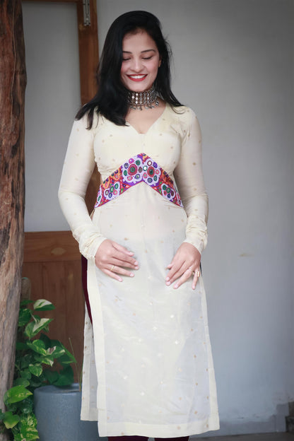 NAVYA GOLDEN KUTCHI HAND WORK KURTA - StudioAnaykaa