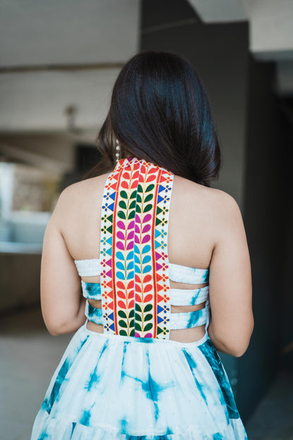 KRITA TIE DYE MACHINE WORK DRESS - StudioAnaykaa