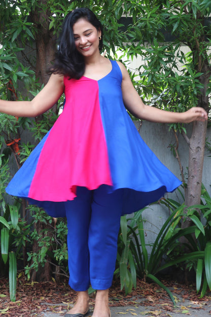 NAIRA TWO TONE RAYON KURTA SET - StudioAnaykaa