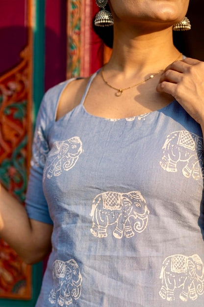 AIRA HAND BLOCK SHORT KURTA