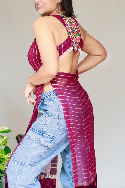 TANI GEORGETTE KUTCHI HANDWORK KURTA - StudioAnaykaa