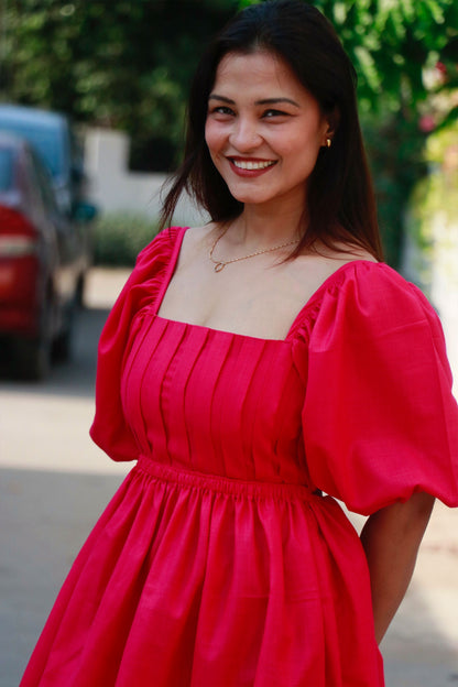 RIVYA PINK COTTON SHORT DRESS - StudioAnaykaa