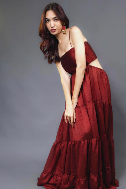 SCARLETTE LAYERED LONG DRESS - StudioAnaykaa