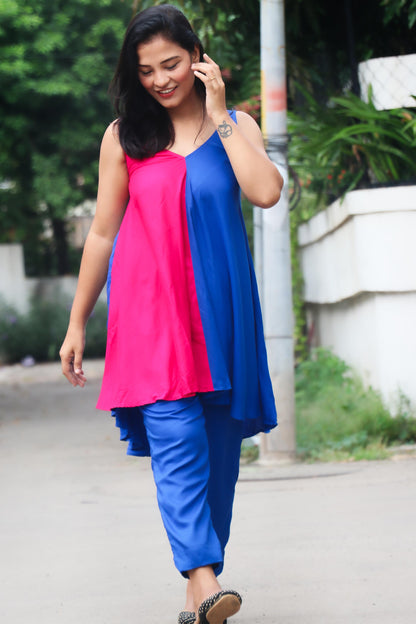 NAIRA TWO TONE RAYON KURTA SET - StudioAnaykaa