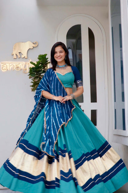 PRISHA TEAL BLUE NAVARATRI SPECIAL CHANIYA CHOLI - StudioAnaykaa