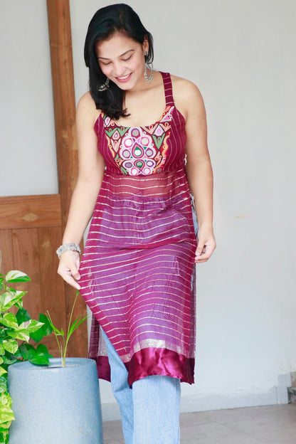 TANI GEORGETTE KUTCHI HANDWORK KURTA - StudioAnaykaa