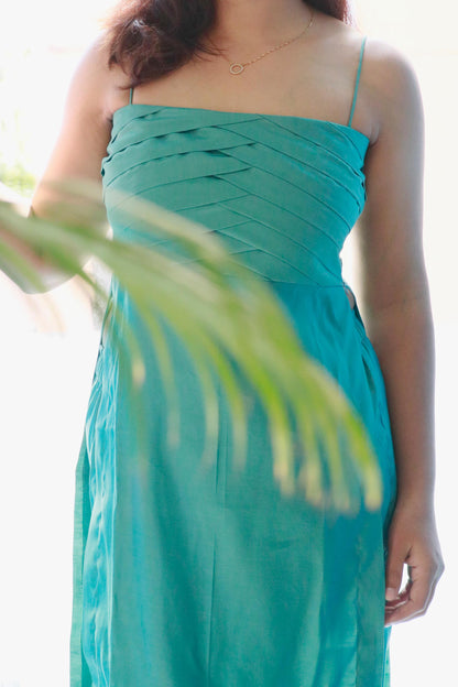 AMRITA SEA GREEN CHANDERI KURTA SET - StudioAnaykaa