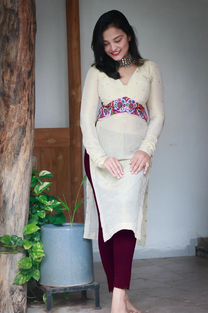 NAVYA GOLDEN KUTCHI HAND WORK KURTA - StudioAnaykaa