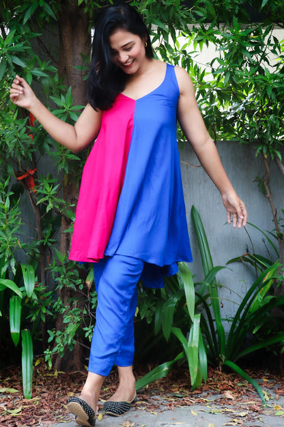 NAIRA TWO TONE RAYON KURTA SET - StudioAnaykaa