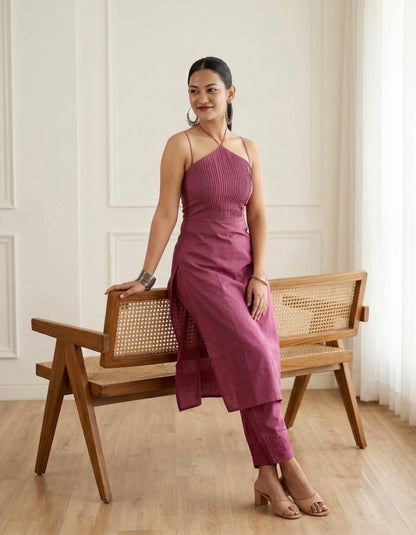 ANAYA pink COTTON KURTA SET Front Anaykaa