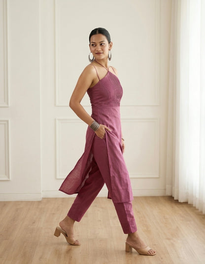 ANAYA pink COTTON KURTA SET Side Anaykaa
