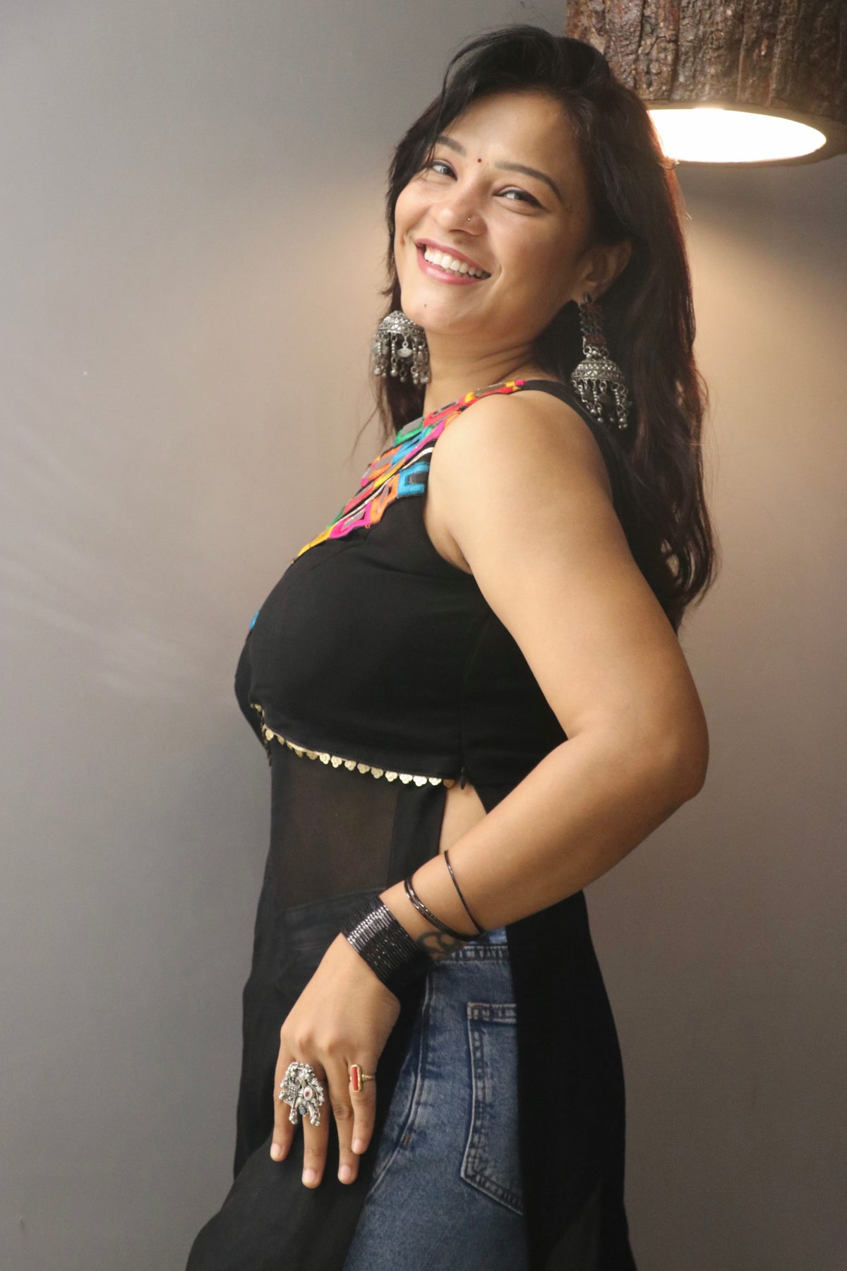 Black Kutchi work kurti for women