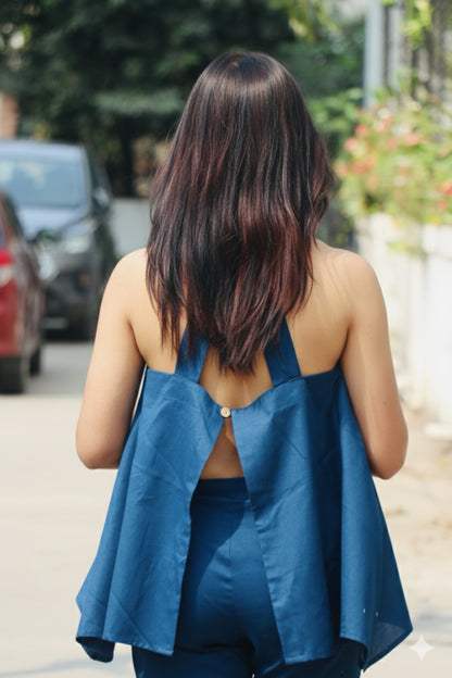 Celestia Easy Day Co-ord Set in premium cotton with strappy top and straight-fit pants by Studio Anaykaa.
