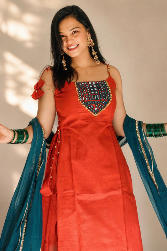 Chhavi Mirrorwork Cotton Suit Set Anaykaa