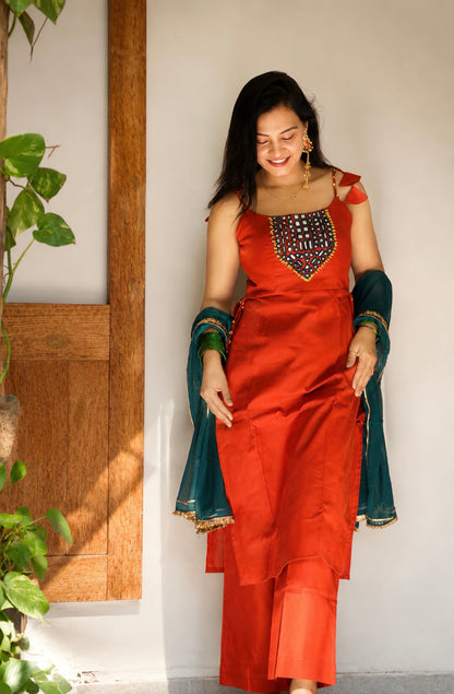 CHHAVI MIRRORWORK COTTON SUIT SET - StudioAnaykaa