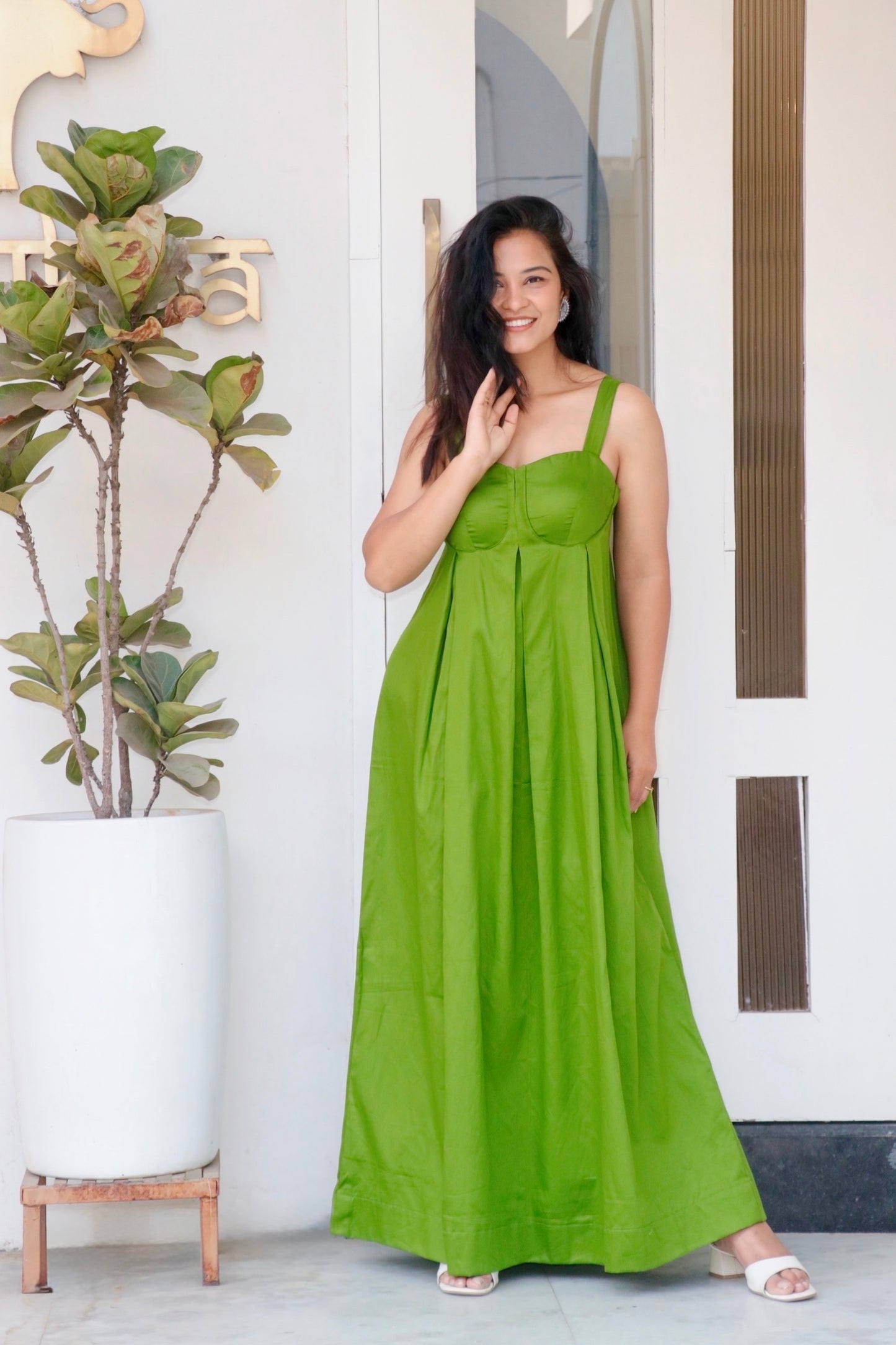 Linnea Cotton Long Dress in premium breathable cotton for women by Studio Anaykaa