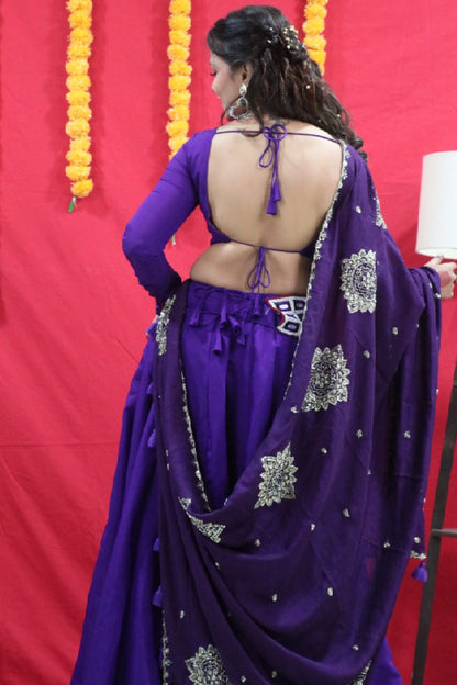 Vamika Purple Cotton Chaniya Choli Set