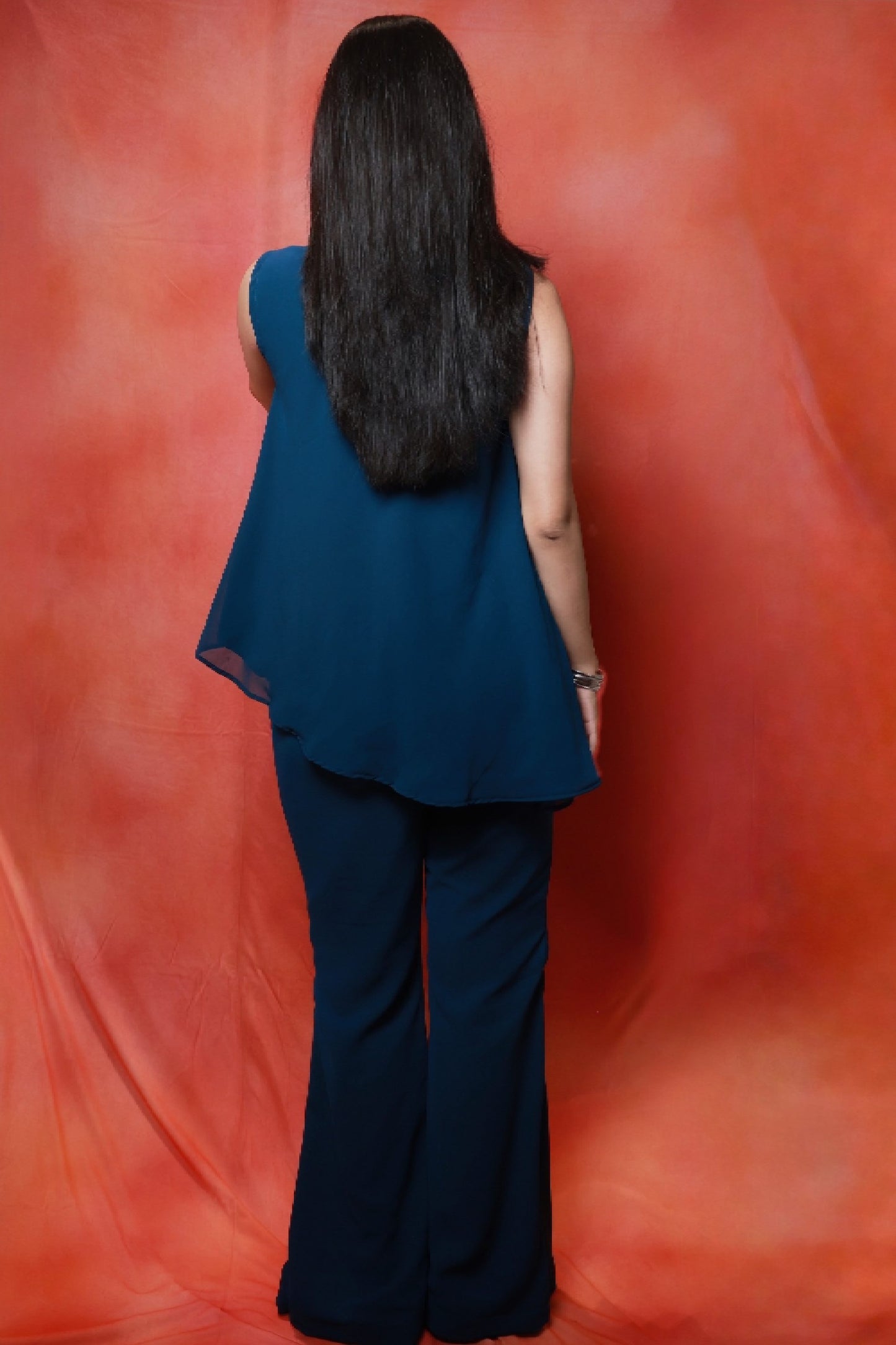 Nysa Teal Mirrorwork Co-ord Set Back Anaykaa