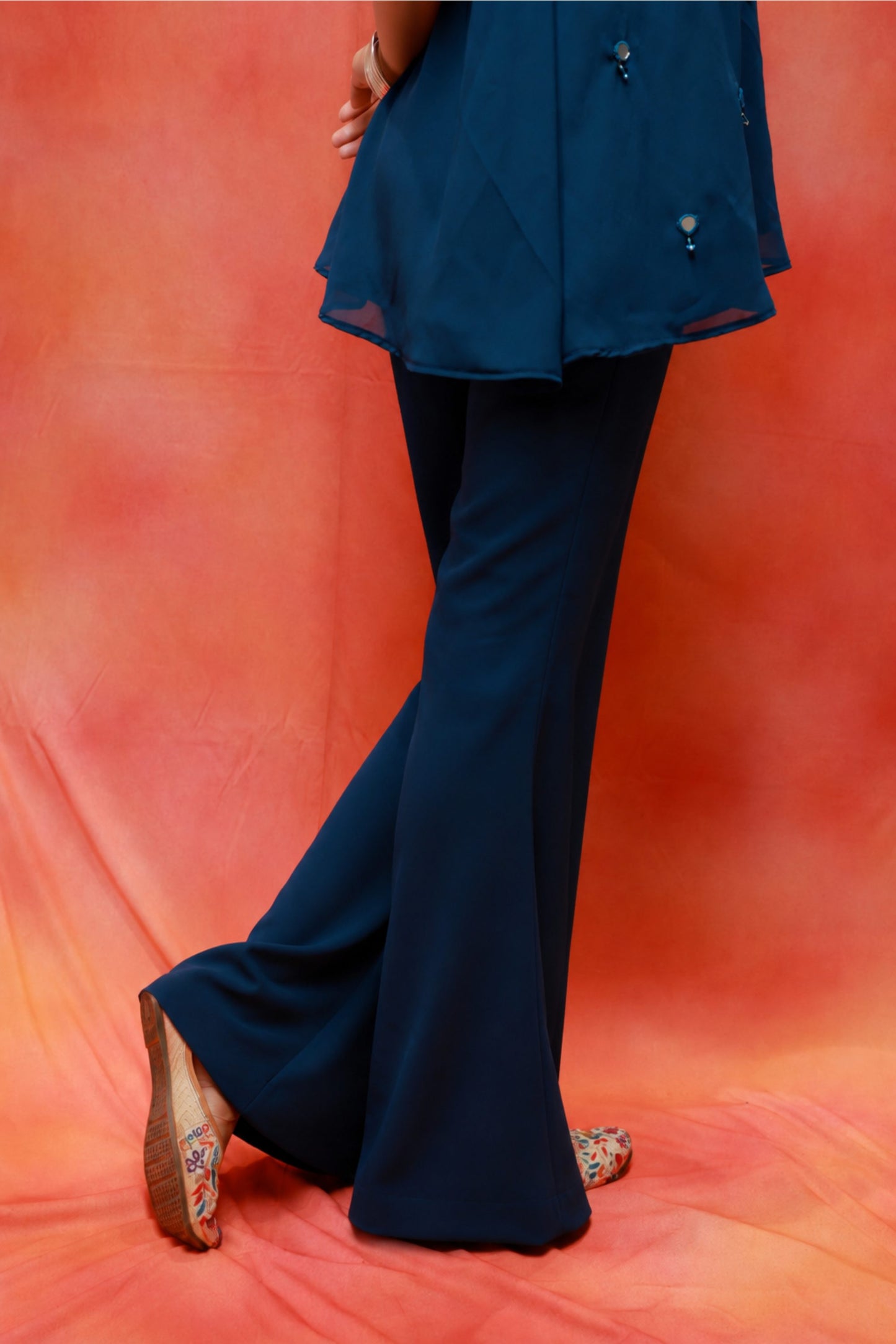 Nysa Teal Mirrorwork Co-ord Set Pants