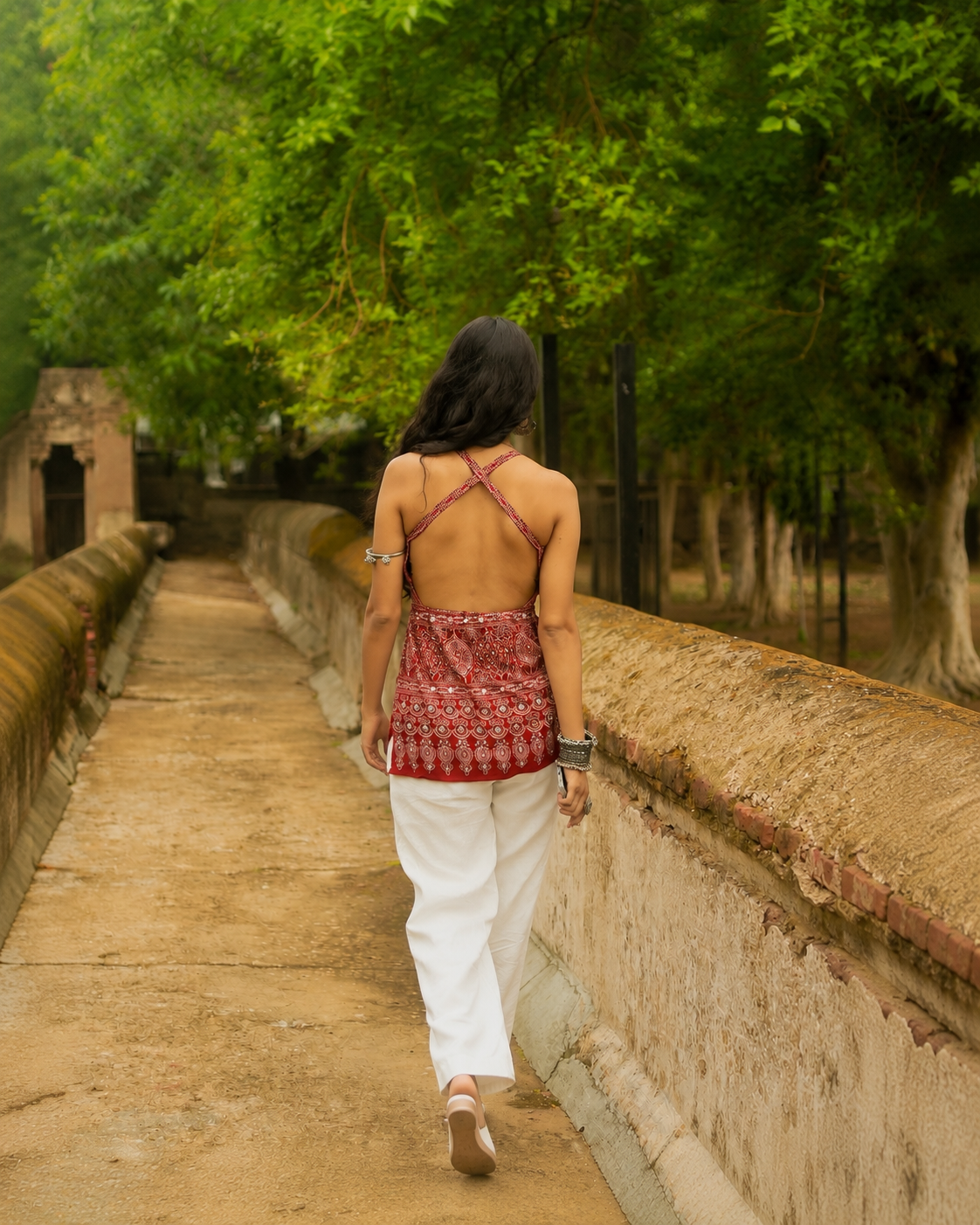 Riwa Ajrakh short kurti back view