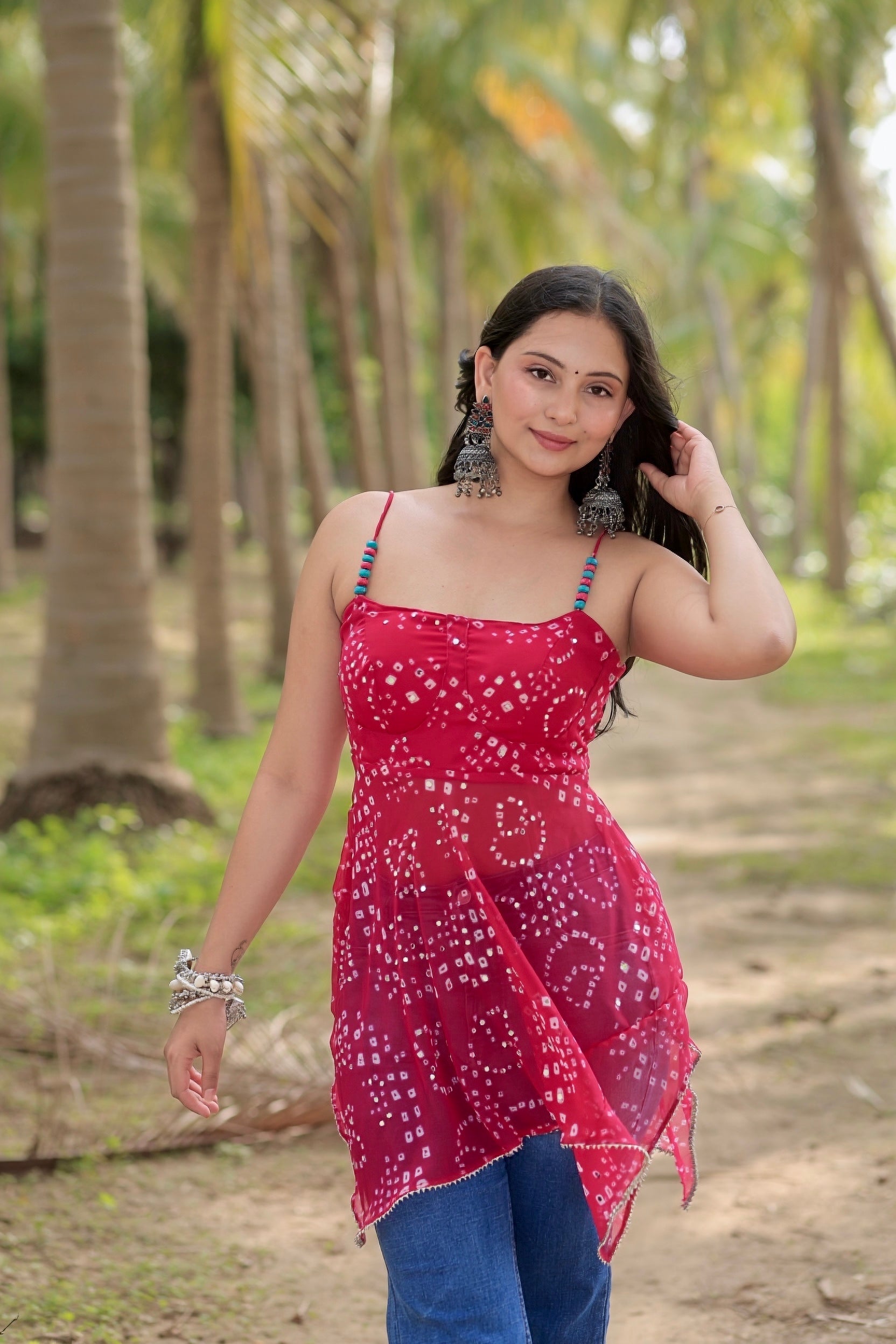 RHEA RUBY BANDHANI SHORT KURTI - Anaykaa