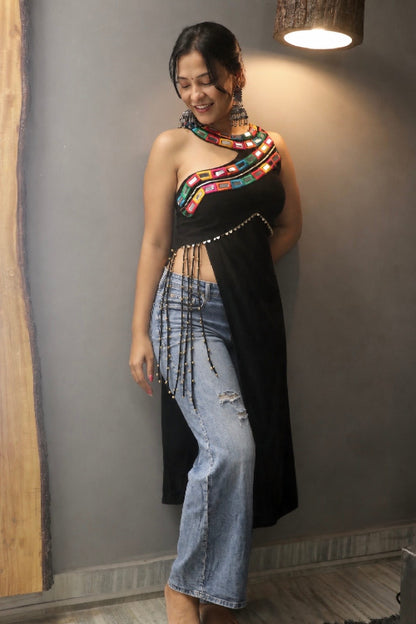 Shyama black georgette Navratri kurti