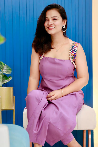 Traditional Kutchi handwork Chanderi kurta set